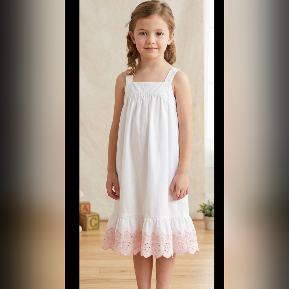 Old Navy White and Pink Casual Kids Dress
